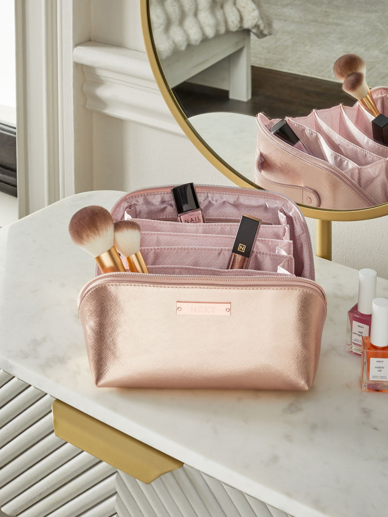 Fold Out Multi Section Makeup Bag