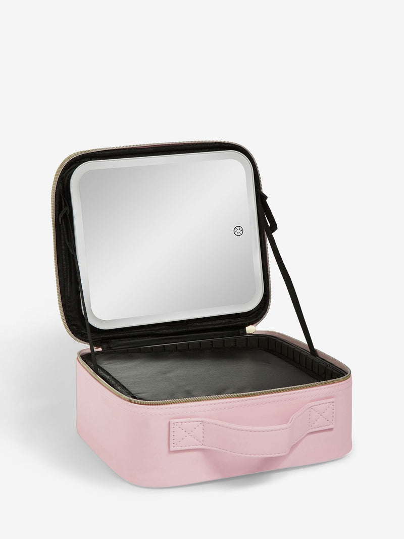 Makeup bag with removable LED mirror and adjustable dividers, UK version