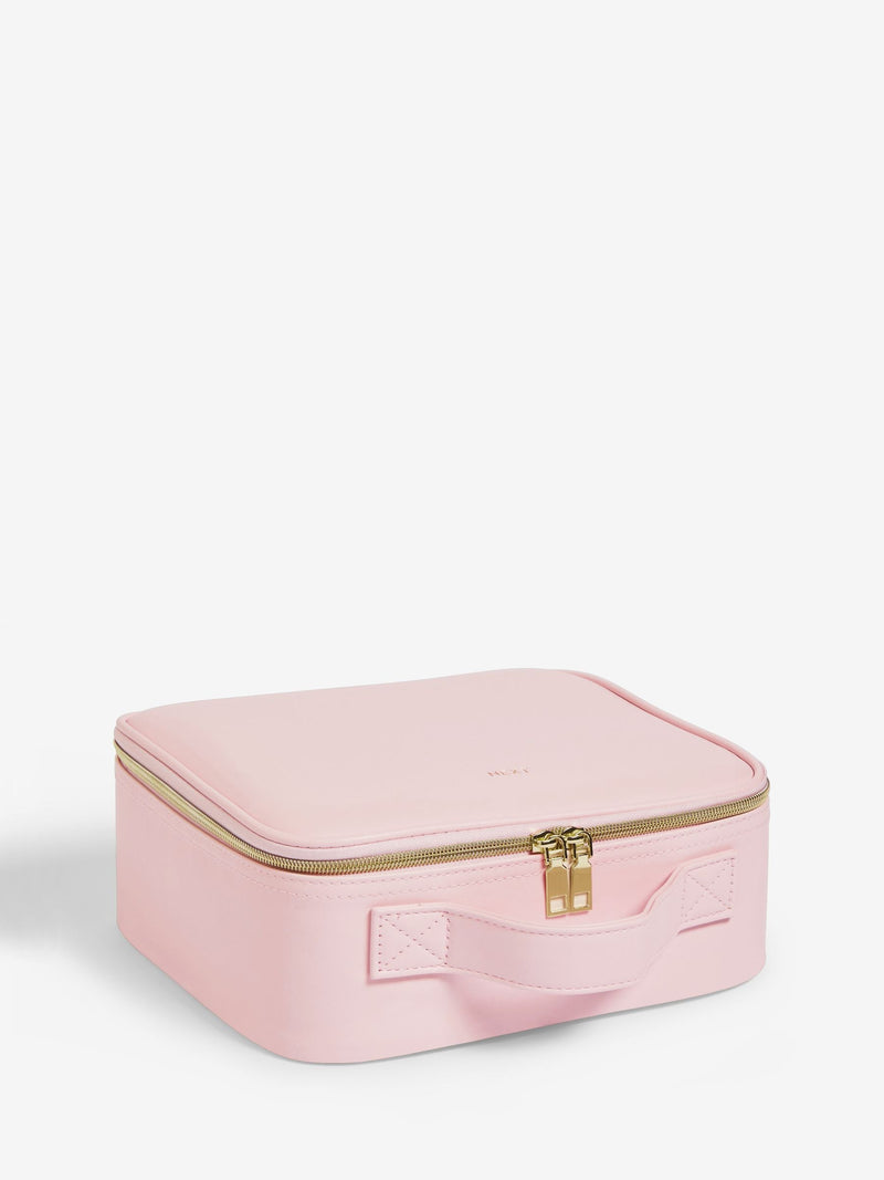 Makeup bag with removable LED mirror and adjustable dividers, UK version
