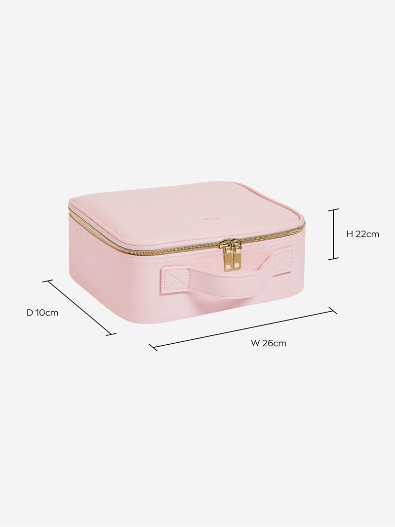Makeup bag with removable LED mirror and adjustable dividers, UK version