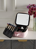 Makeup bag with removable LED mirror and adjustable dividers, UK version