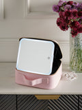 Makeup bag with removable LED mirror and adjustable dividers, UK version