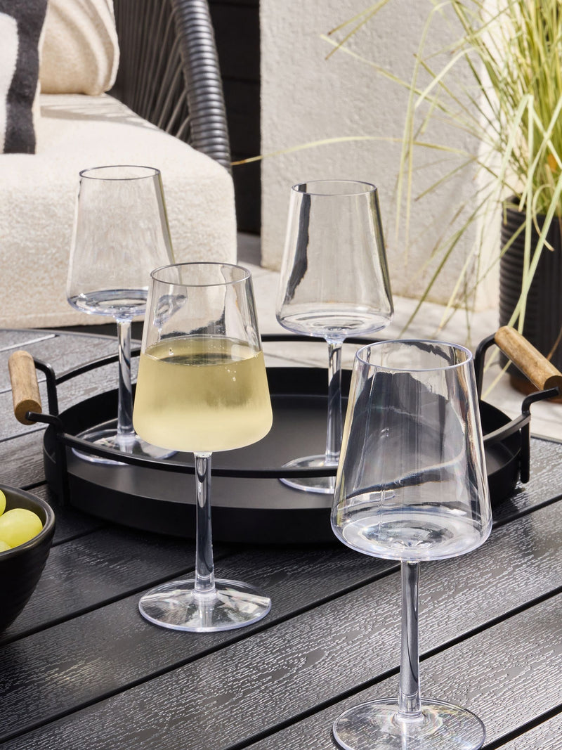 Clear angular plastic wine glasses set of 4 - British product