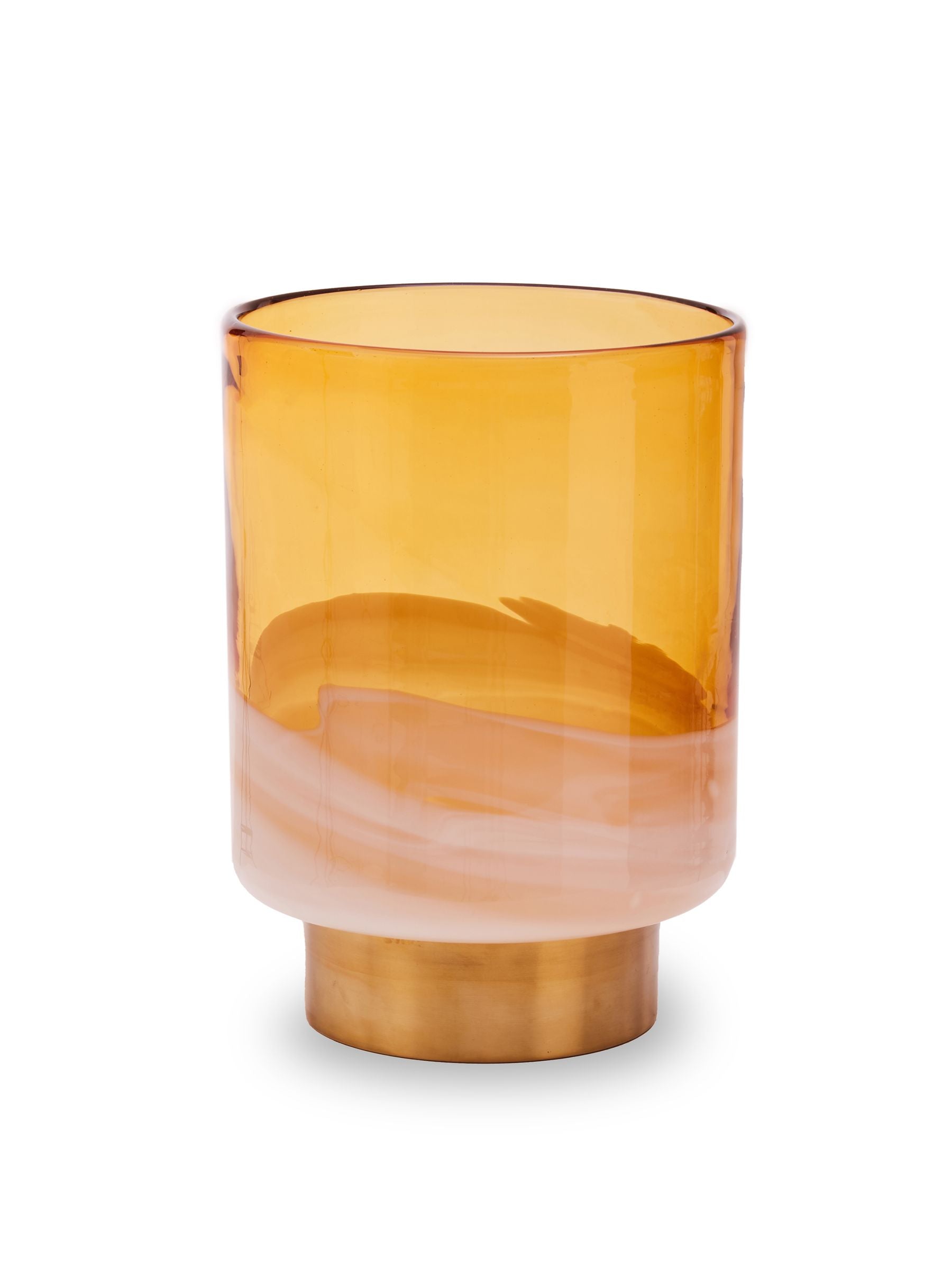 Fifty Five South Amber Cleo Glass Vase with Gold Finishing