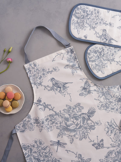Victoria Eggs Vintage Blue Wildlife Spring Cotton Apron