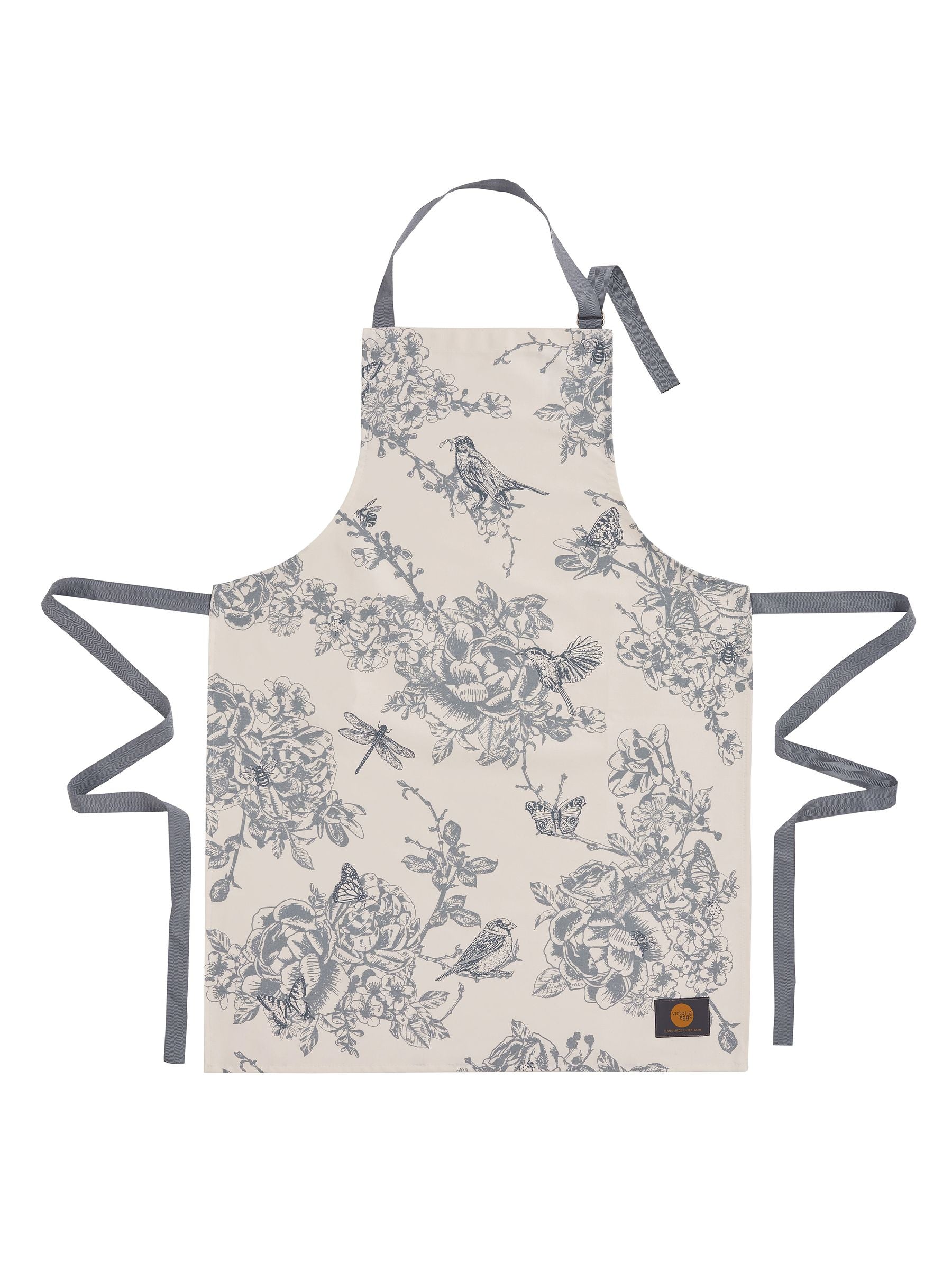 Victoria Eggs Vintage Blue Wildlife Spring Cotton Apron (British brand)