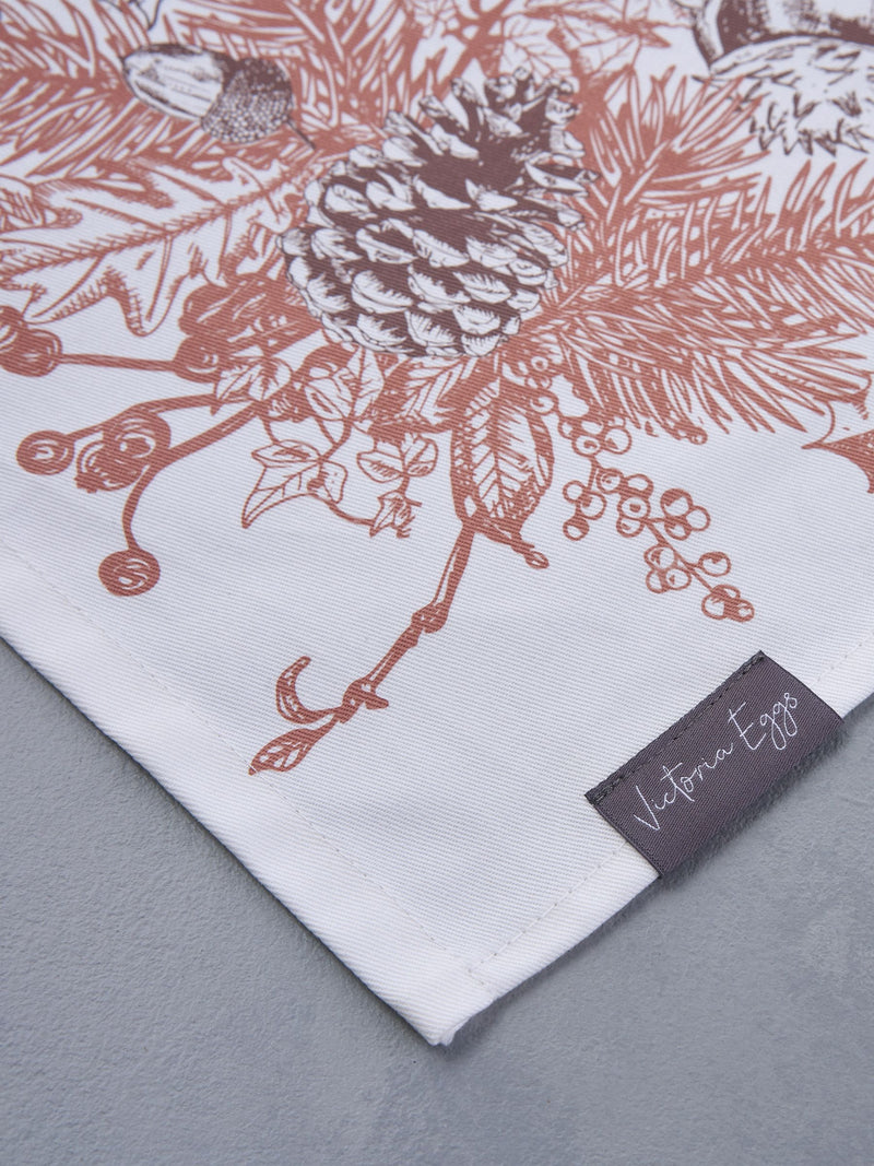 Victoria Eggs Deep Brown and Russet Autumn Garden cotton apron (British brand)