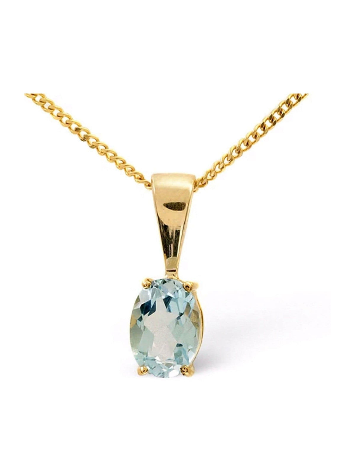 The Diamond Store Blue Topaz 9K yellow gold pendant necklace 7x5mm (British brand)