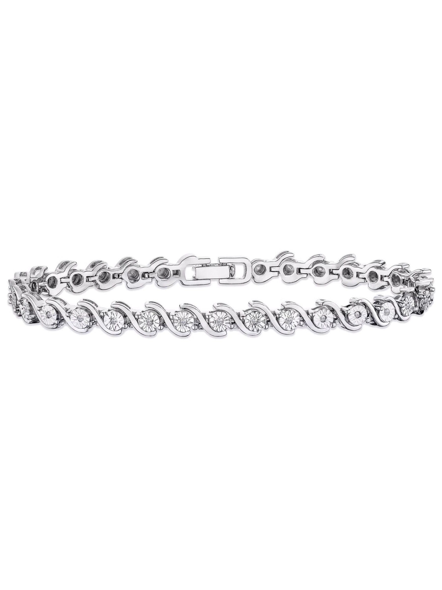 The Diamond Store diamond and silver twist bracelet with 0.19ct diamonds (British brand)