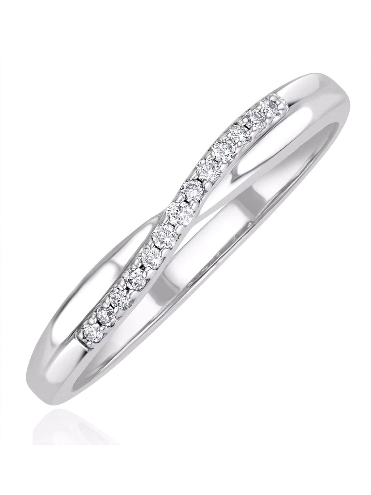 The Diamond Store Lab Diamond Half Eternity Wave Ring 0.05ct 925 Silver (British brand)