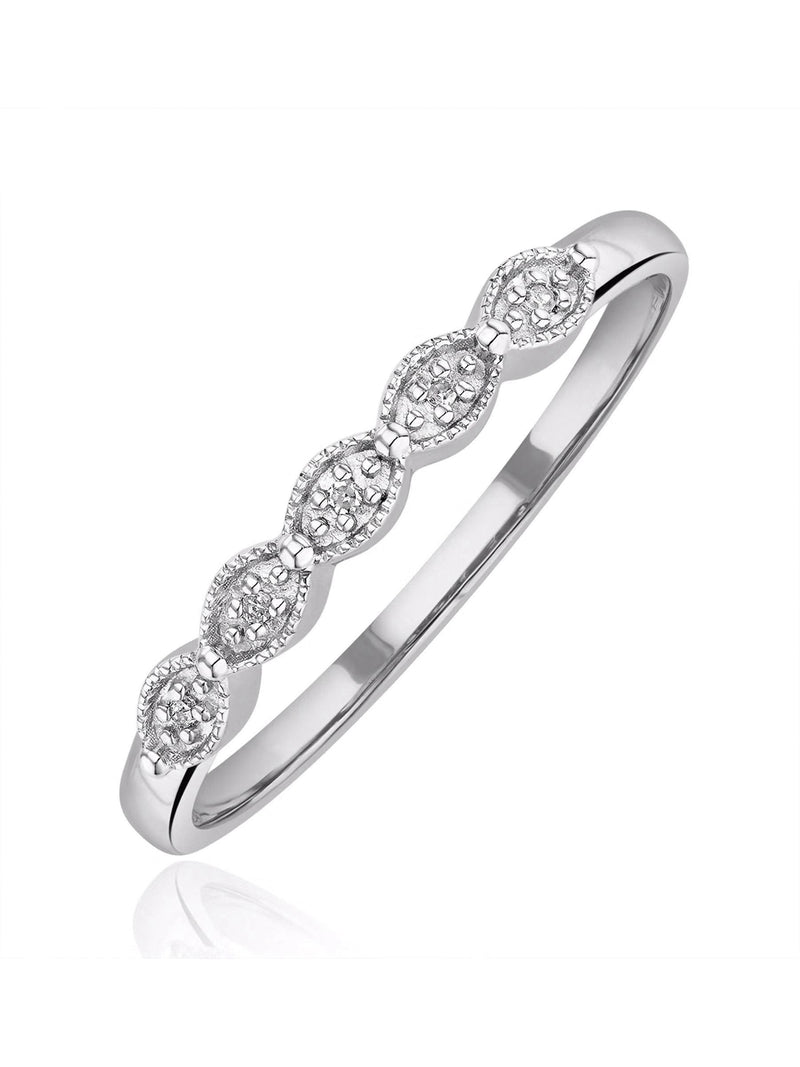 The Diamond Store White Half Eternity Ring with 0.02CT diamonds in 9K gold (British brand)