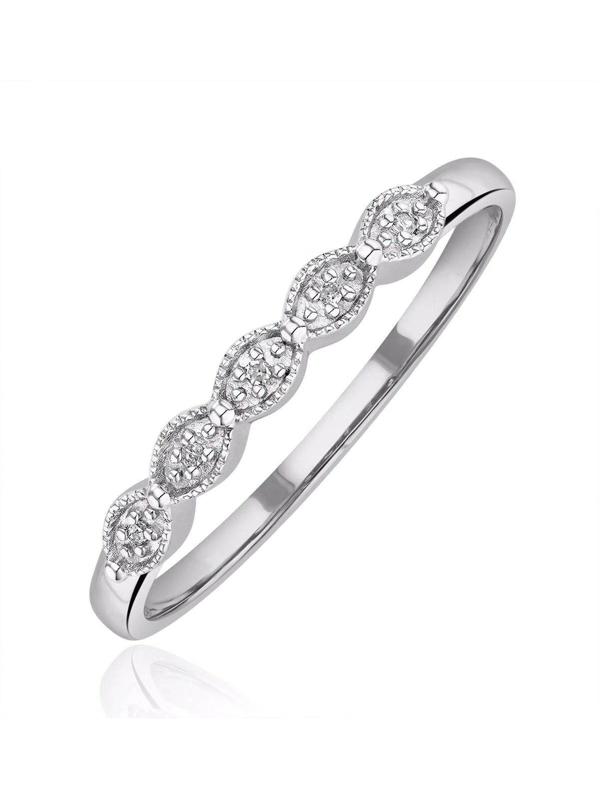 The Diamond Store White Half Eternity Ring with 0.02CT diamonds in 9K gold (British brand)