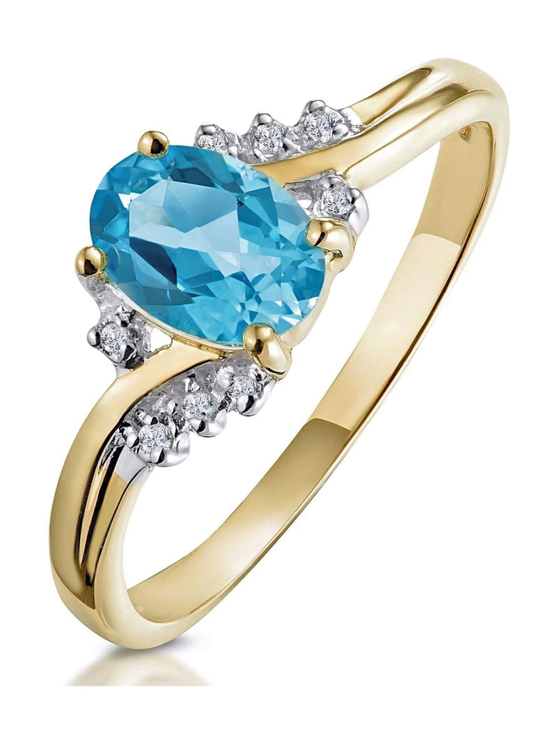 The Diamond Store gold tone 0.94CT topaz and diamond 9K yellow ring (British brand)
