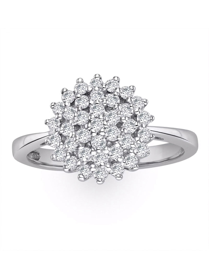 The Diamond Store Silver Tone Cluster Lab Diamond Ring 0.33ct (British brand)