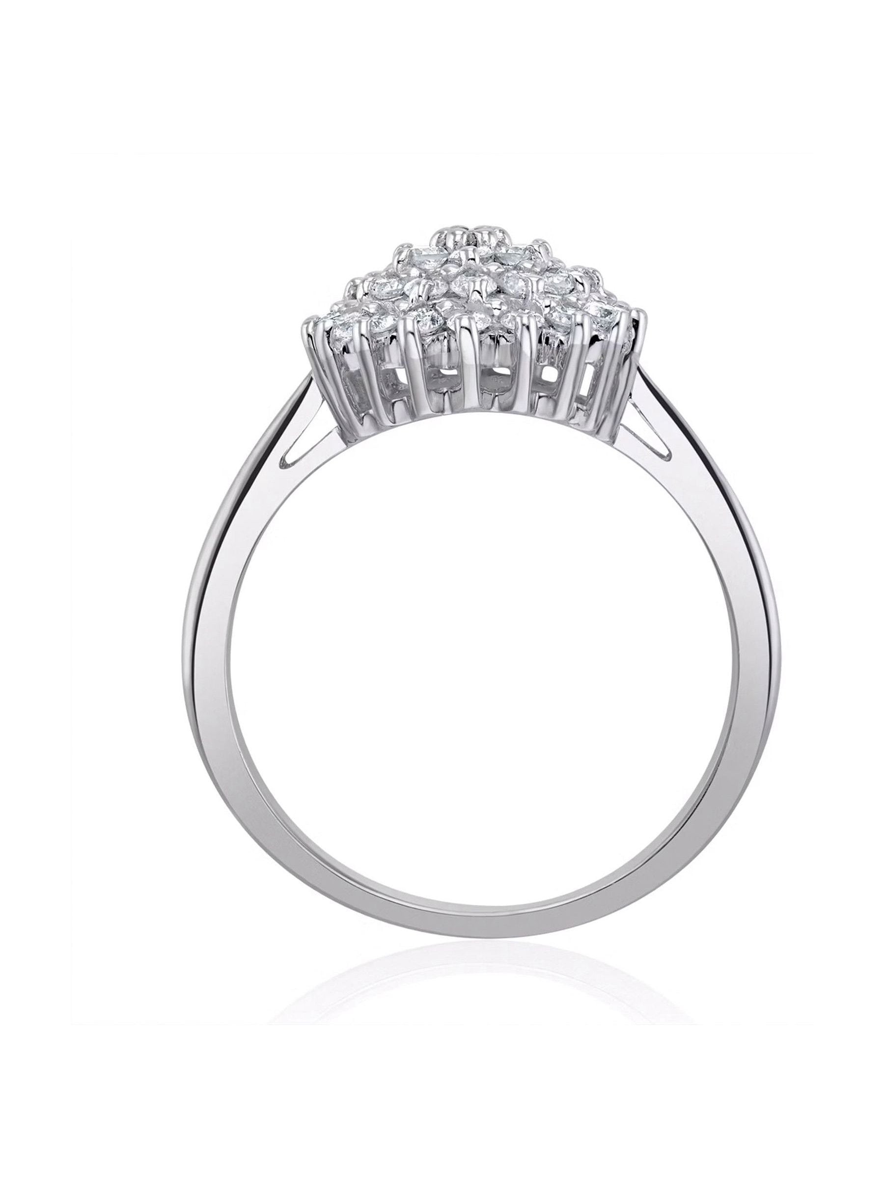 The Diamond Store Silver Tone Cluster Lab Diamond Ring 0.33ct (British brand)