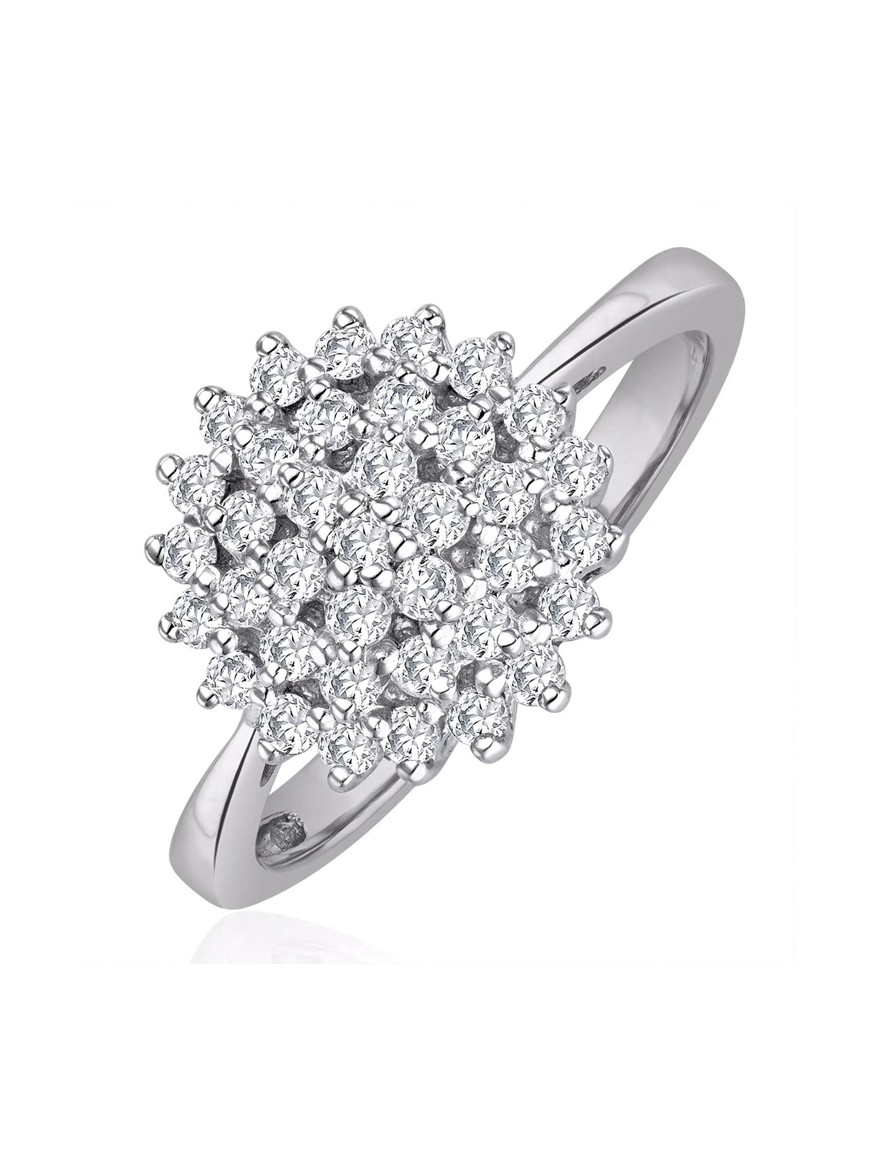 The Diamond Store Silver Tone Cluster Lab Diamond Ring 0.33ct (British brand)