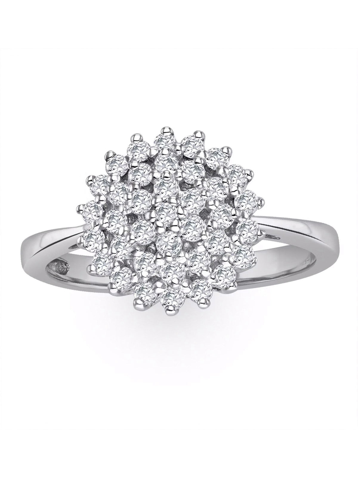 The Diamond Store Silver Tone Cluster Lab Diamond Ring 0.33ct (British brand)