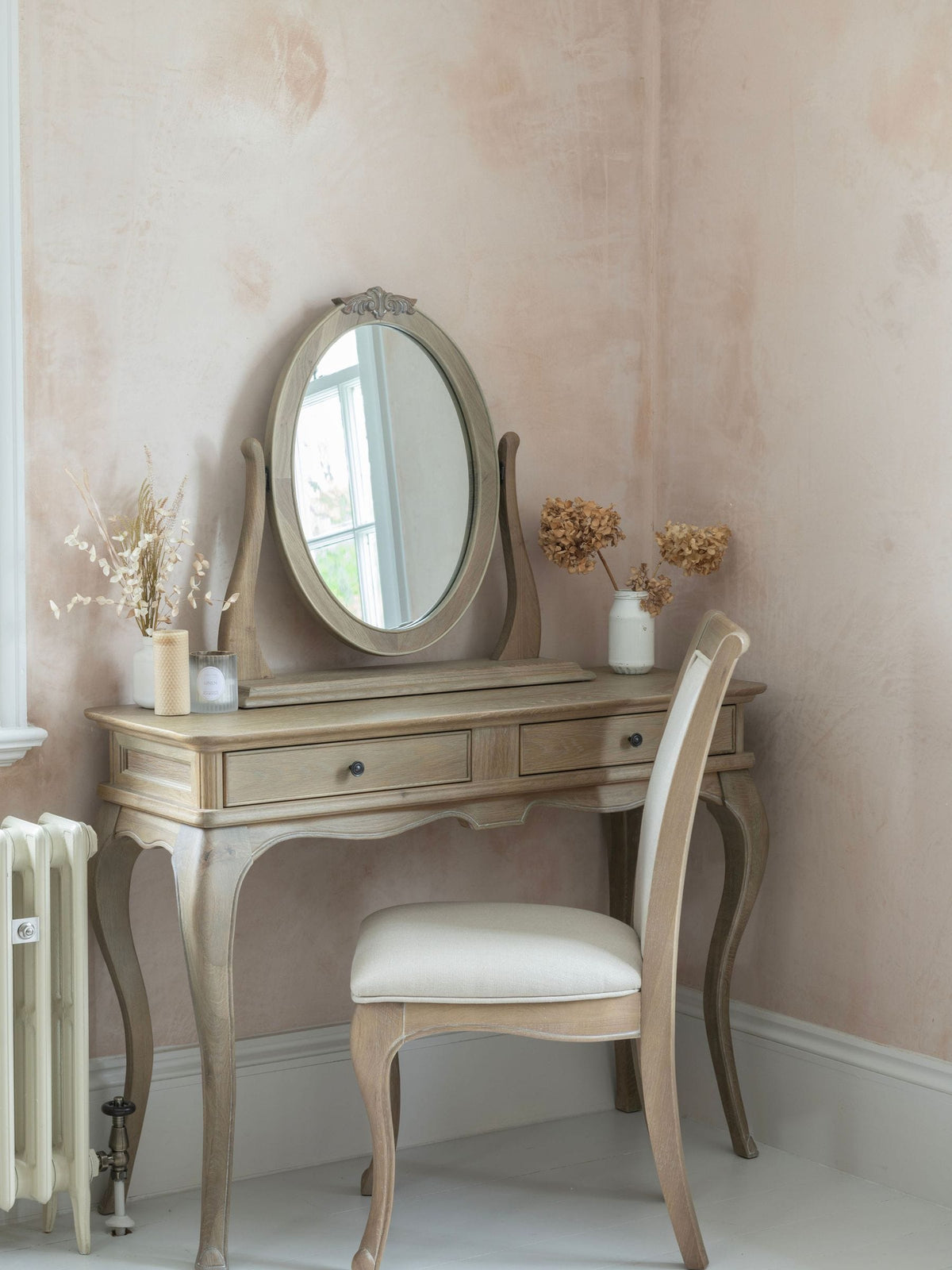 Willis & Gambier Oak Camille wooden gallery mirror 65cm (British brand)