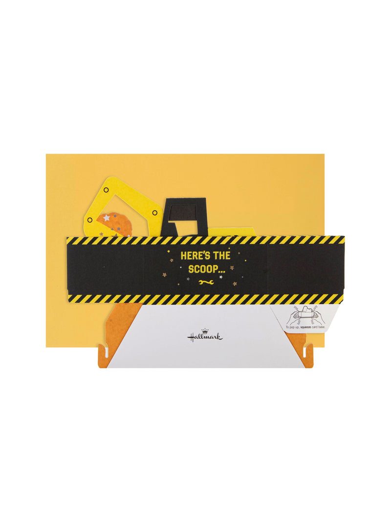 Hallmark Yellow Kids Birthday Card 3D Pop-Up Digger Design