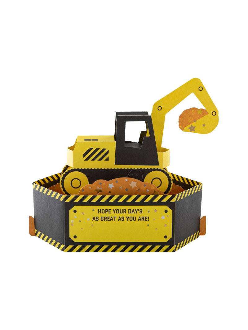 Hallmark Yellow Kids Birthday Card 3D Pop-Up Digger Design