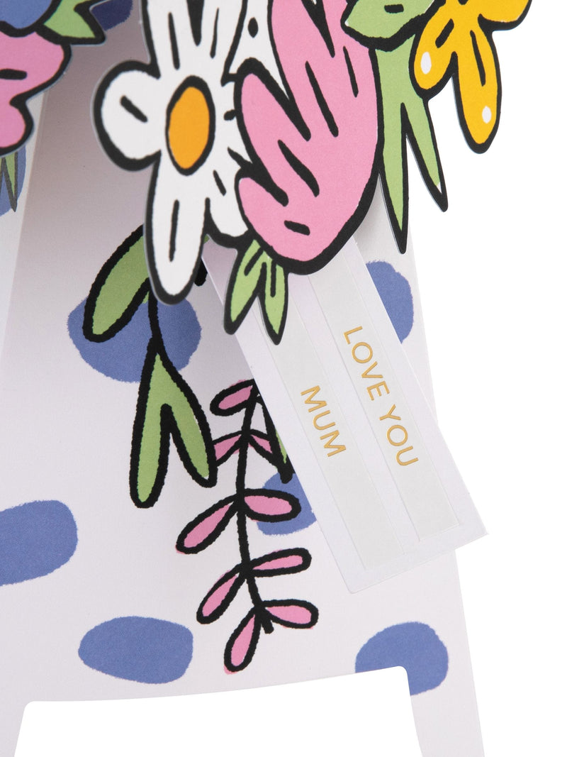 Hallmark Multi 3D Pop Up Paper Gift Flowers Spotty Vase