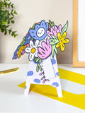 Hallmark Multi 3D Pop Up Paper Gift Flowers Spotty Vase