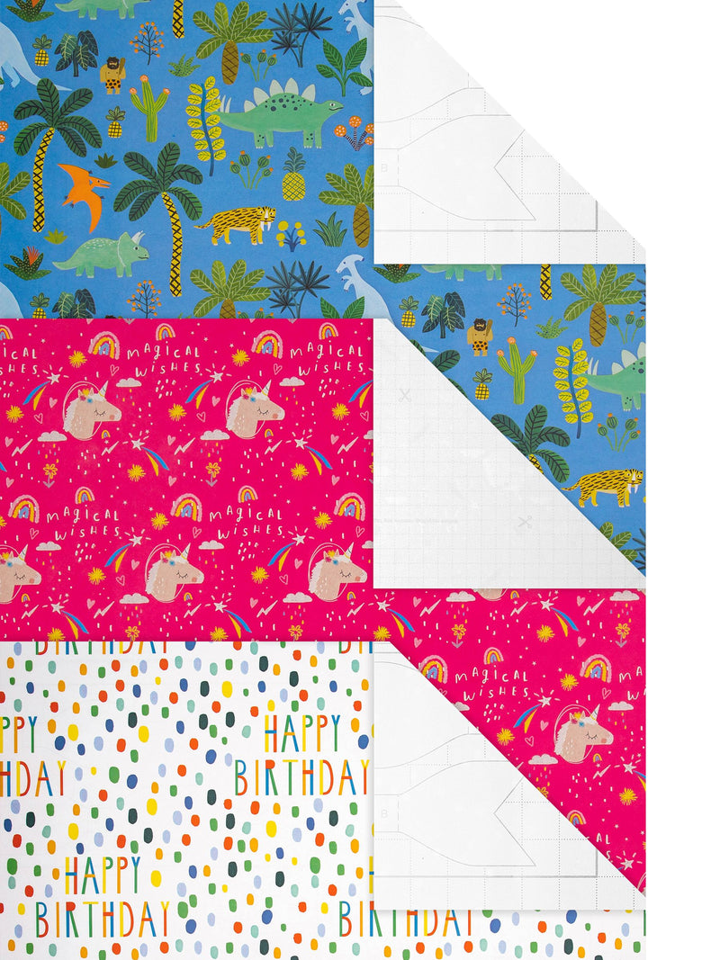Hallmark Multi Wrapping Paper 3 Rolls x 2M In 3 Fun Kids Designs