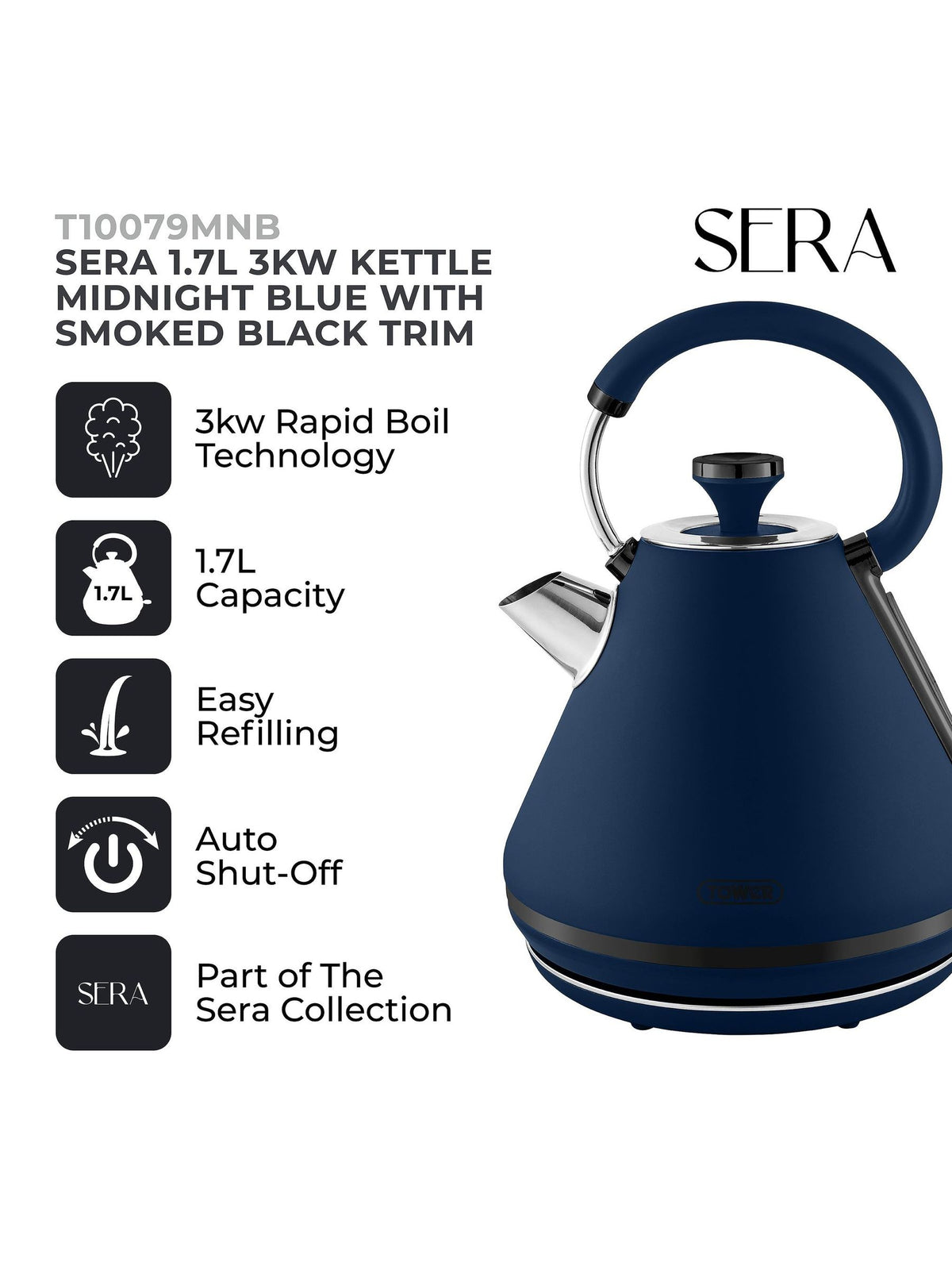 Electric Kettle with Rapid Boil and Detachable Filter 1.7L