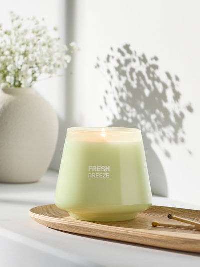 Green Gardenia and Bergamot Pastels Fresh Breeze Pillar Candle 9.5cm