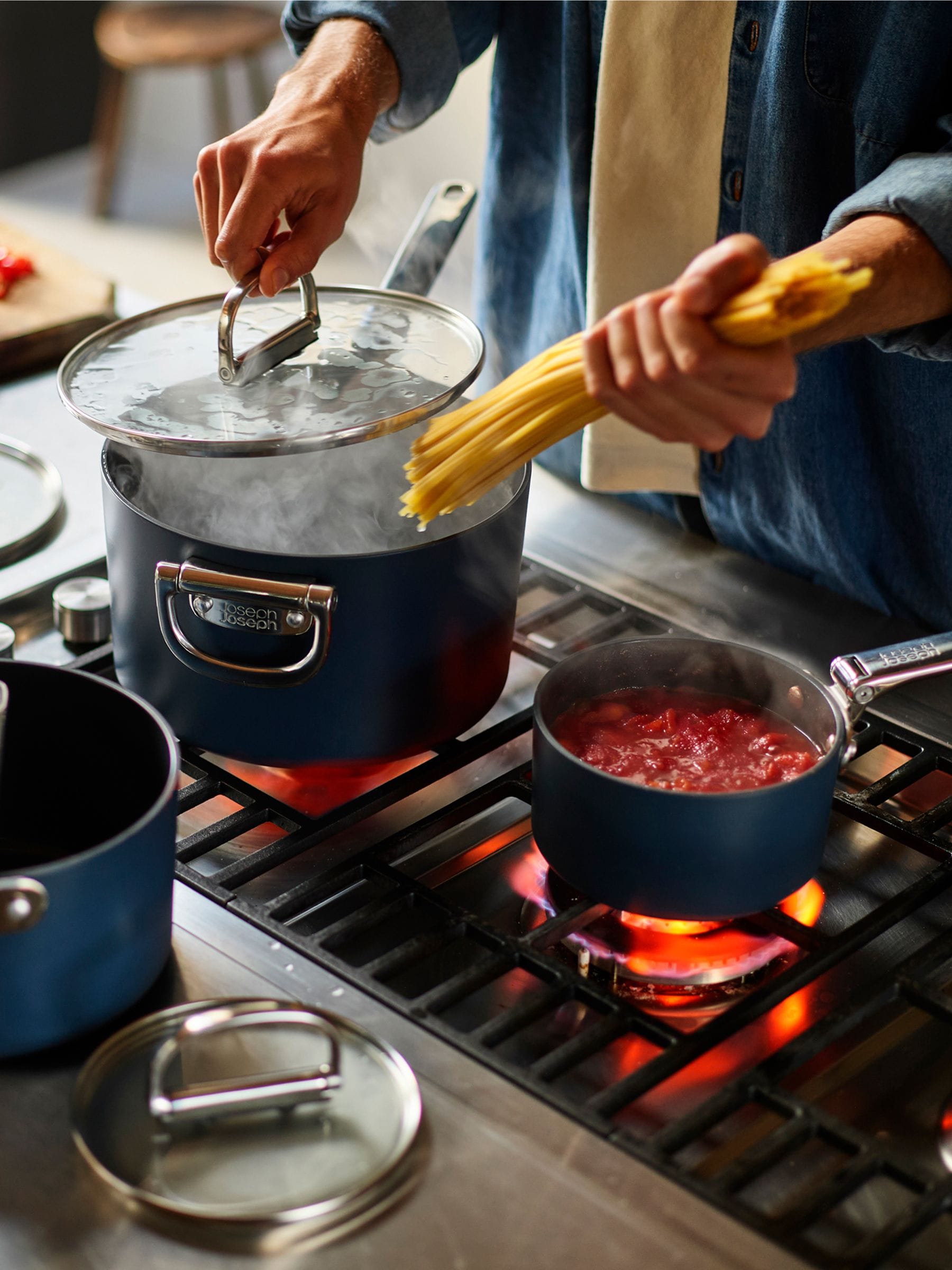 Joseph Joseph Midnight Blue Space Folding Handle Ceramic Nonstick Saucepan 15cm, UK version