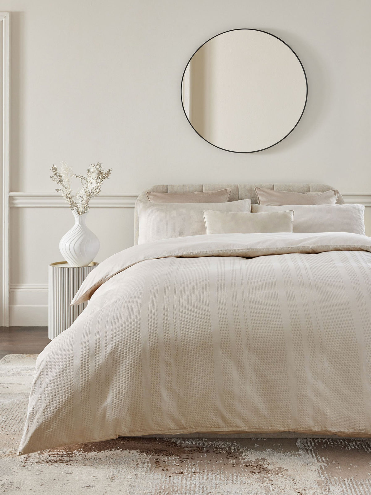 Natural champagne duvet cover and pillowcase set, imported from the UK