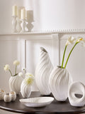White pleated ceramic bowl 34cm diameter (British brand)