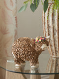 Hamish Highland cow ornament with floral crown medium, imported from the UK