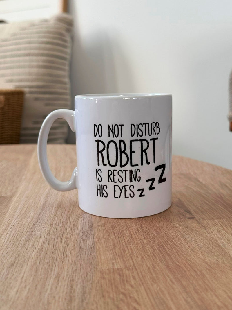 Personalised Resting Eyes Mug by Solesmith