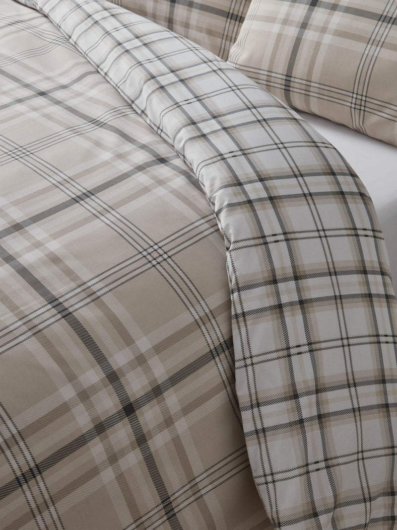 Catherine Lansfield Kelso Check Reversible Duvet Cover Set - British product