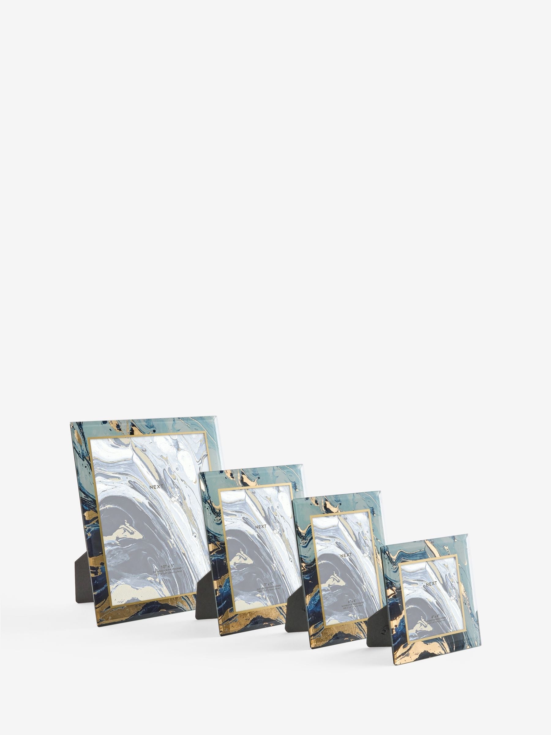Blue navy marble glass photo frame - British product