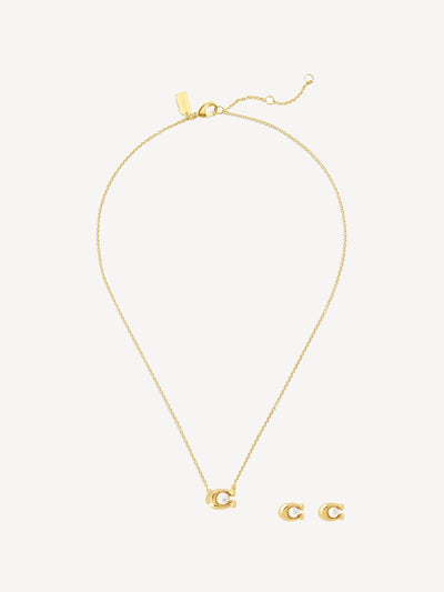 COACH Gold Tone Signature Pearl Jewellery Set