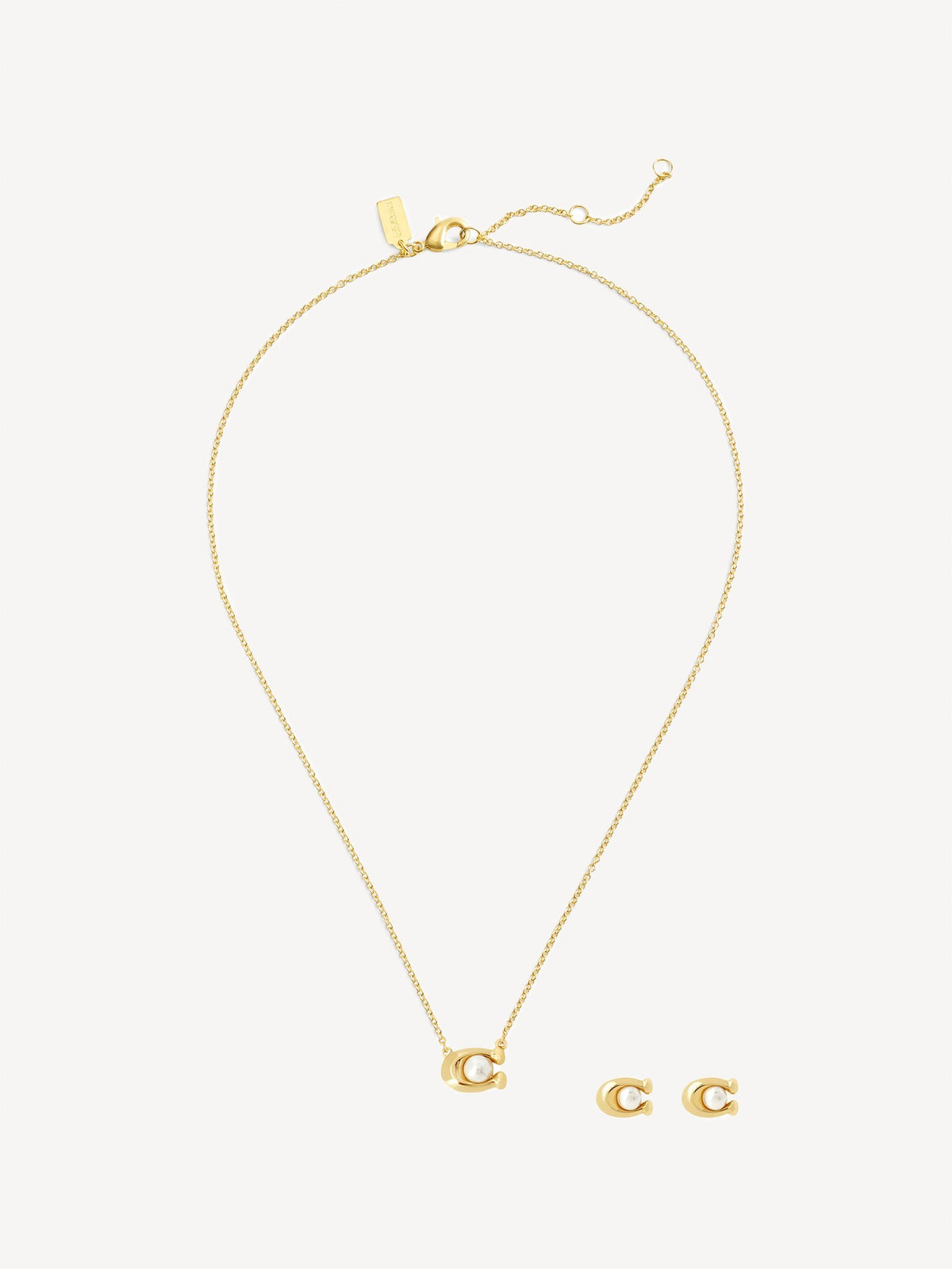 COACH Gold Tone Signature Pearl Jewellery Set - British product