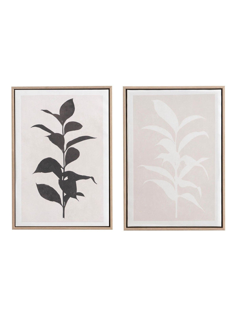 Pacific Natural leaf print framed canvas set, 50x35x4cm, imported from the UK
