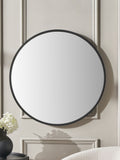 Pacific Black Veneer and Mirrored Glass Round Wall Mirror