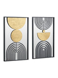 Pacific Black and Gold Set of 2 Mirrored Metal Wall Art