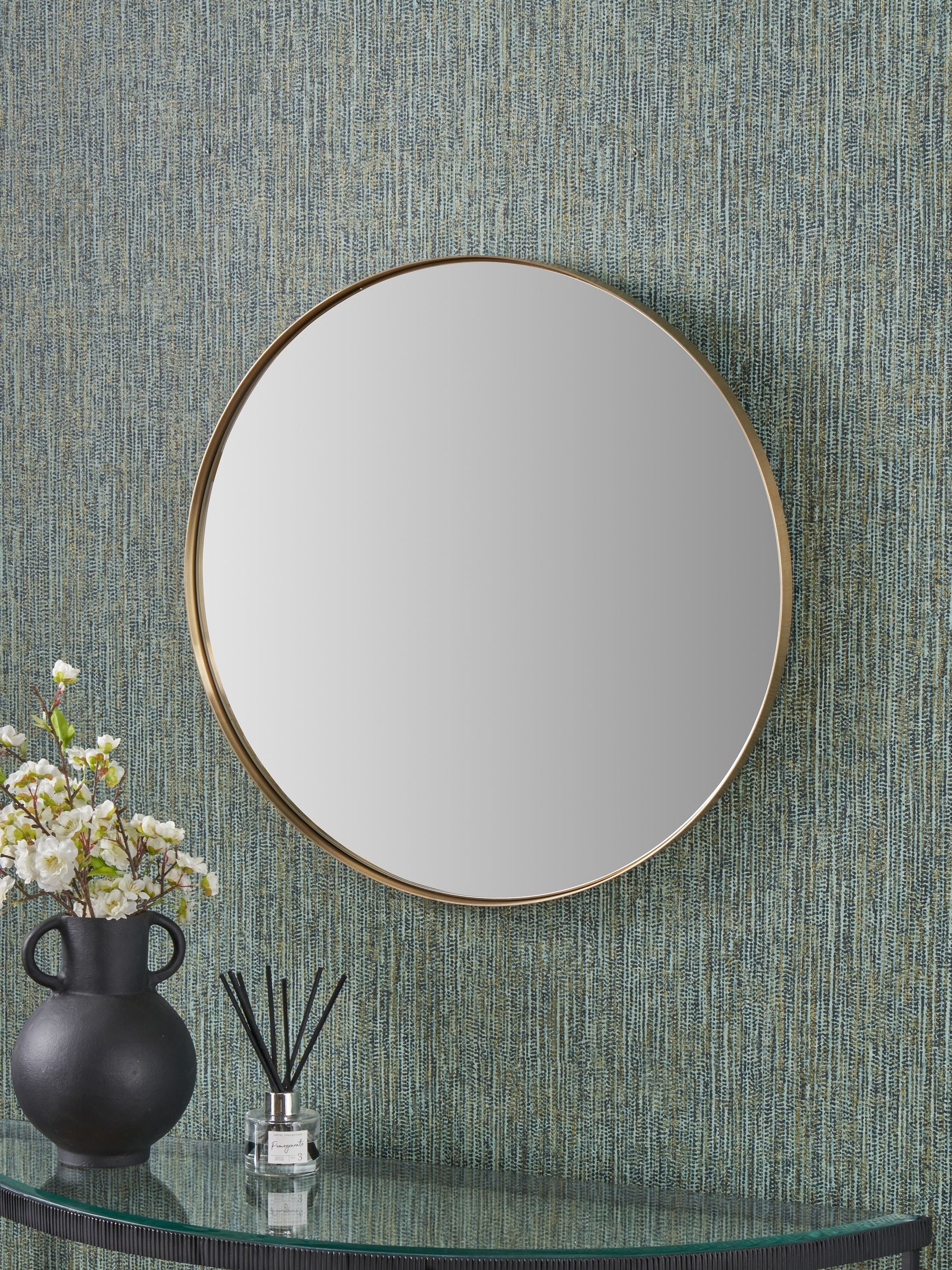 Pacific brushed gold wall mirror 60cm, imported from the UK