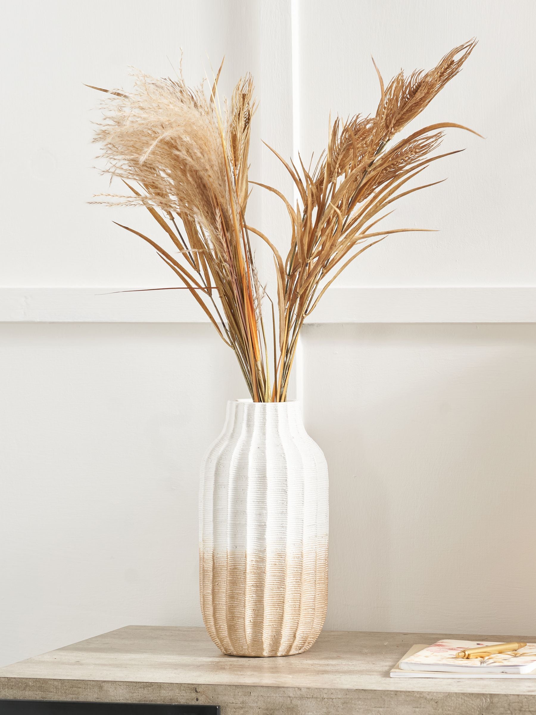 Pacific Natural Amalia stoneware textured vase 30cm height, imported from the UK