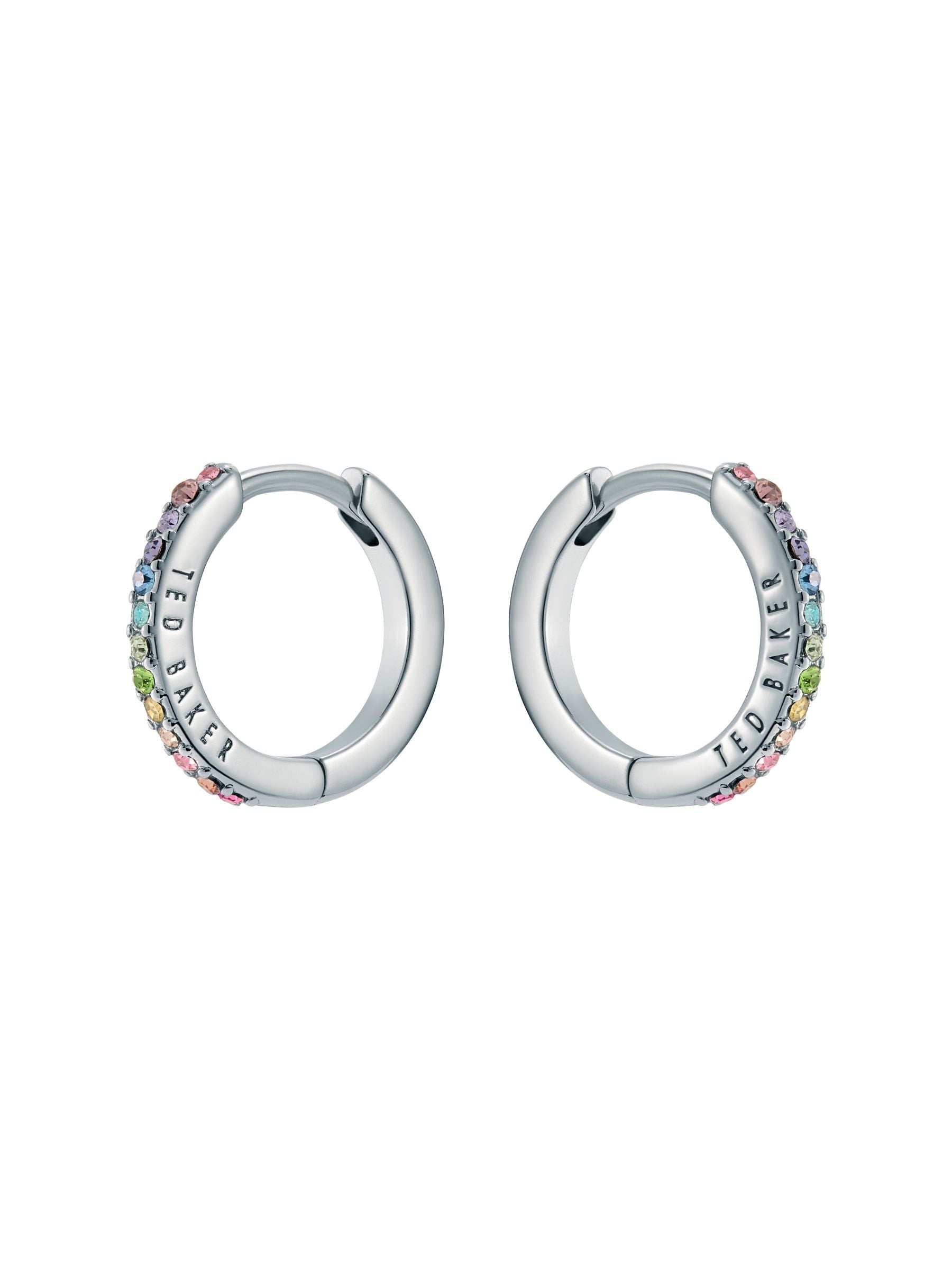 Ted Baker Crystal Hoop Earrings Rainbow Pastel 14mm (British brand)