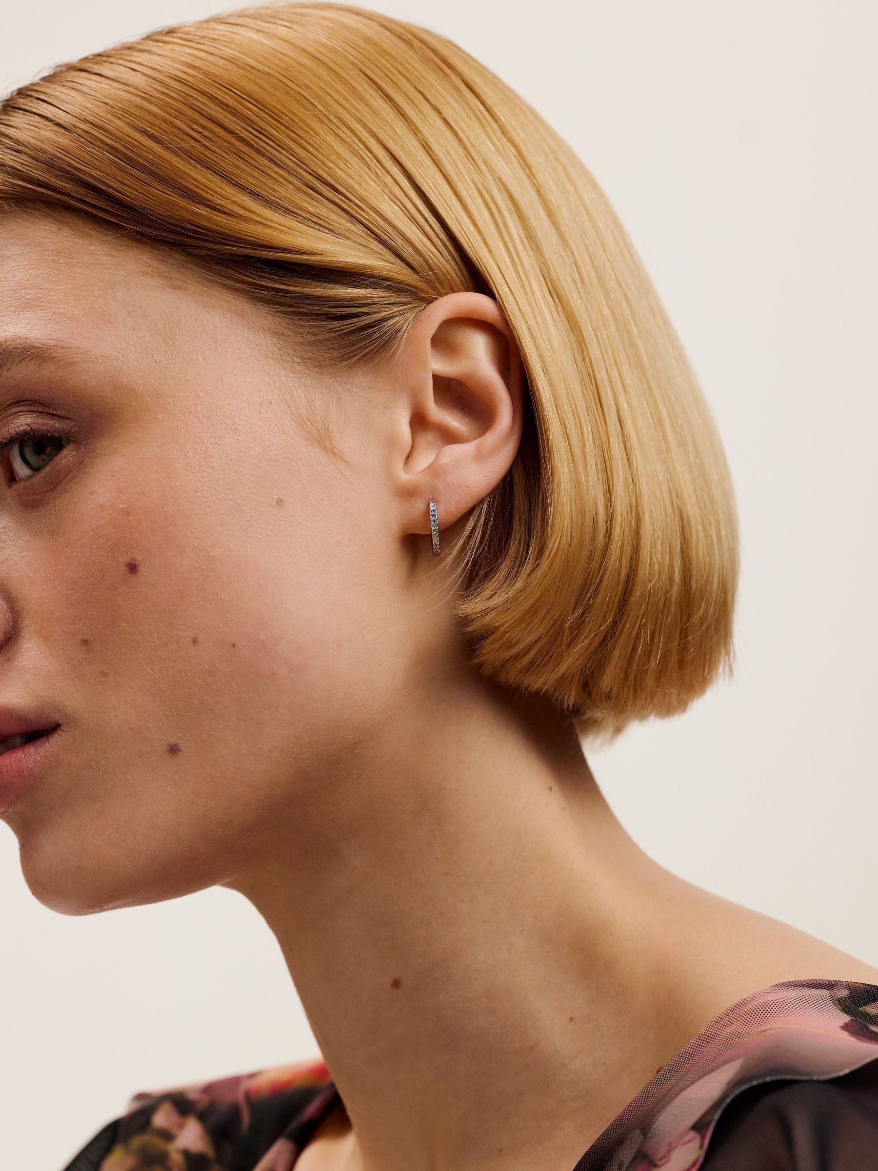 Ted Baker Crystal Hoop Earrings Rainbow Pastel 14mm (British brand)