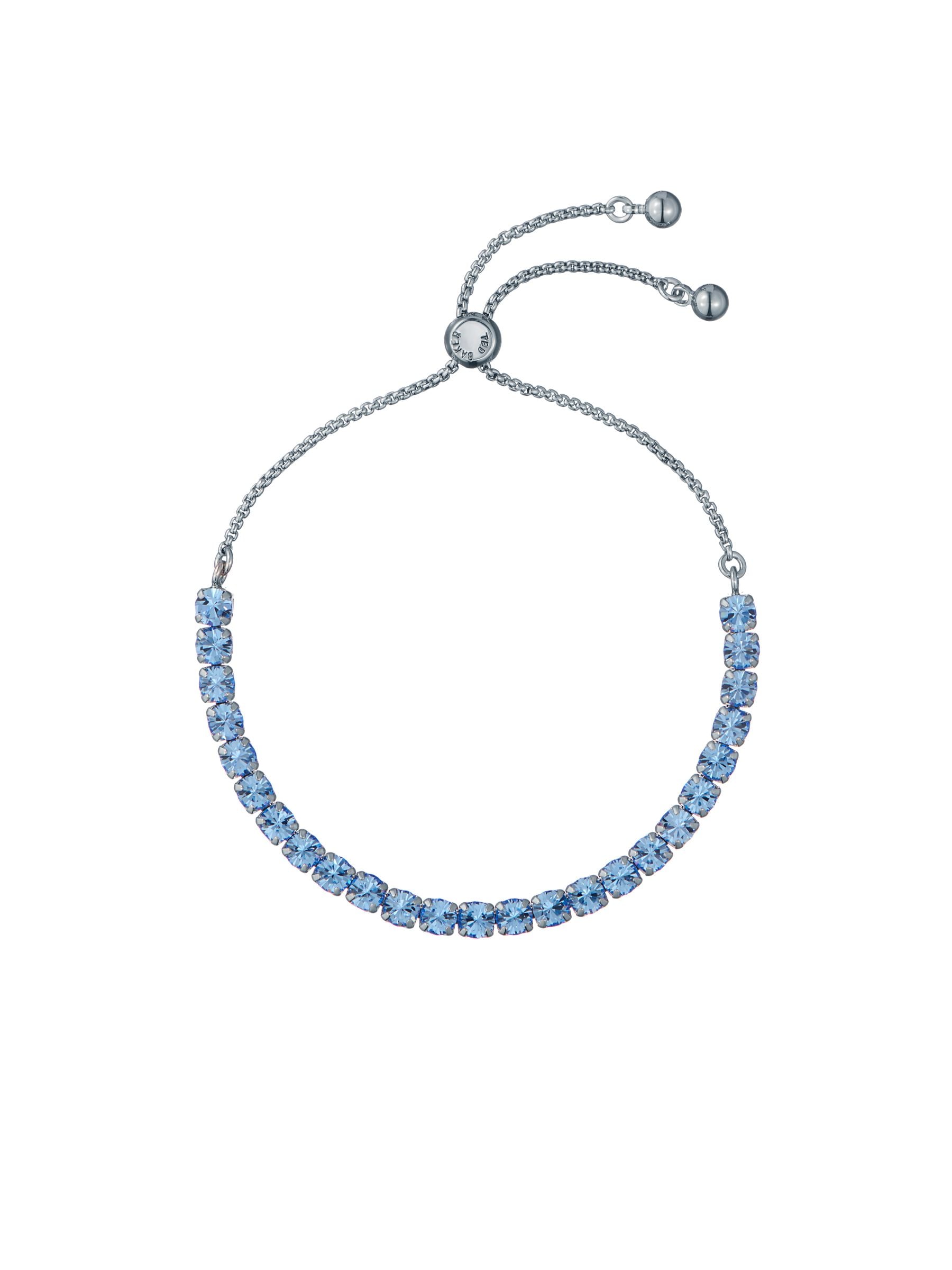 Ted Baker silver tone tennis bracelet light sapphire 21cm (British brand)