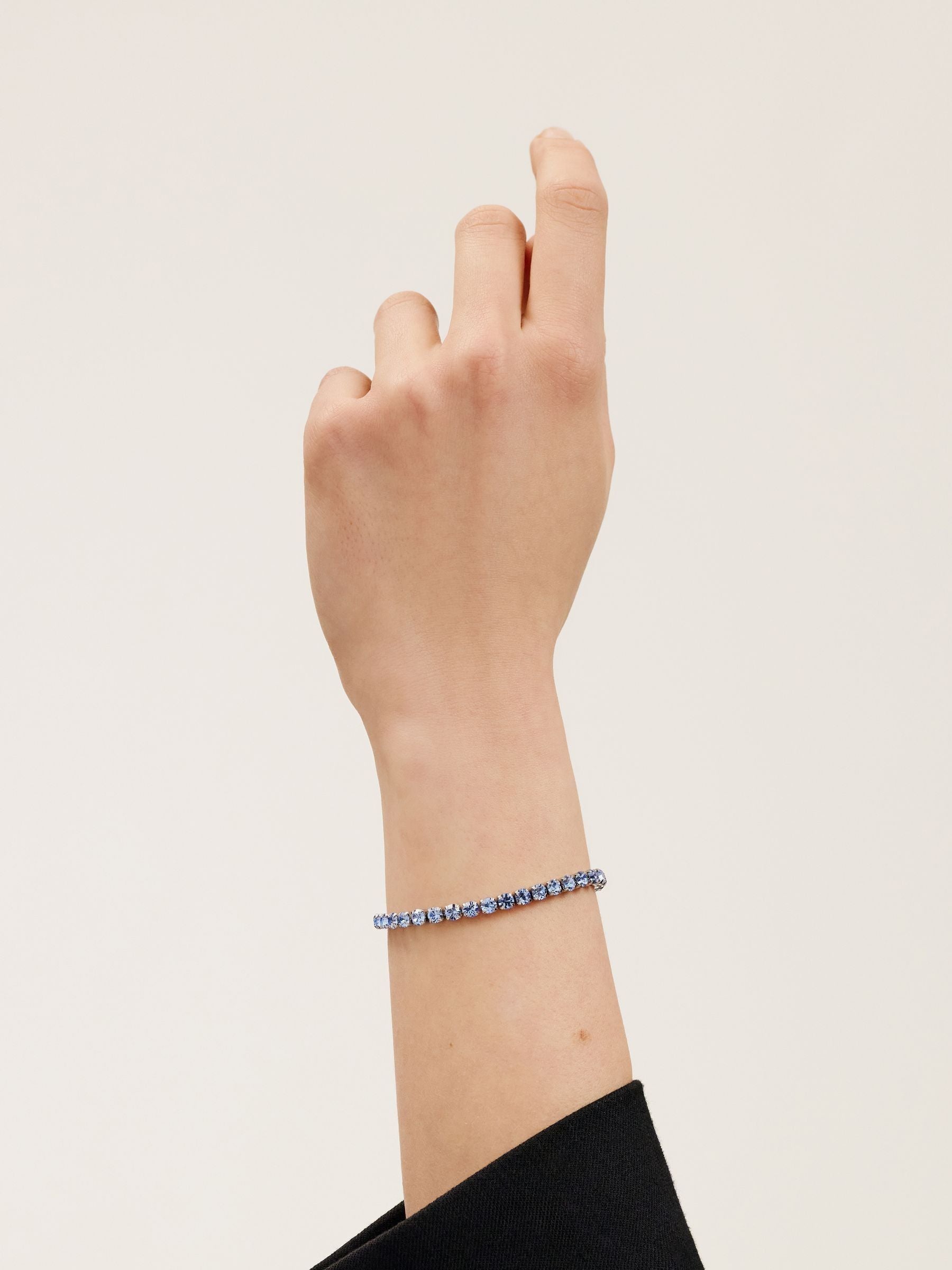 Ted Baker silver tone tennis bracelet light sapphire 21cm (British brand)