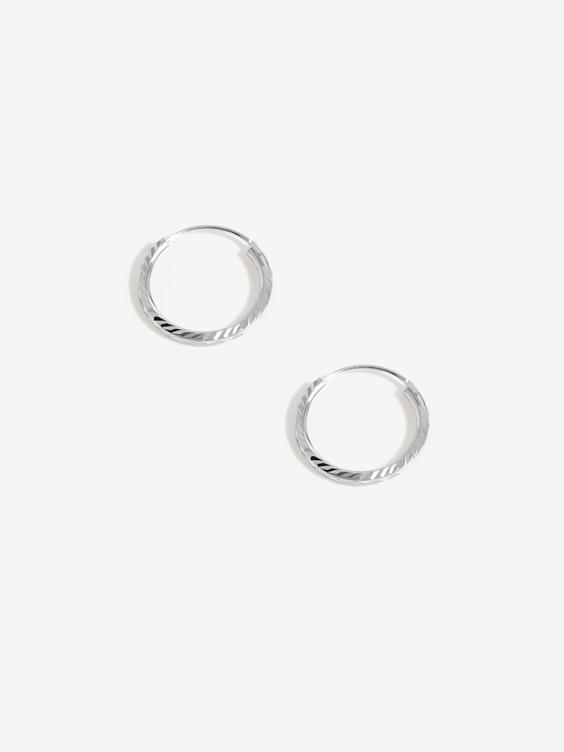 Simply Silver sterling silver textured mini sleeper hoop earrings 18mm (British brand)