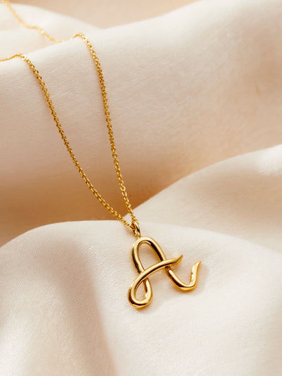 Posh Totty Designs Personalise Gold Tone Large Initial Necklace Personalised Jewellery
