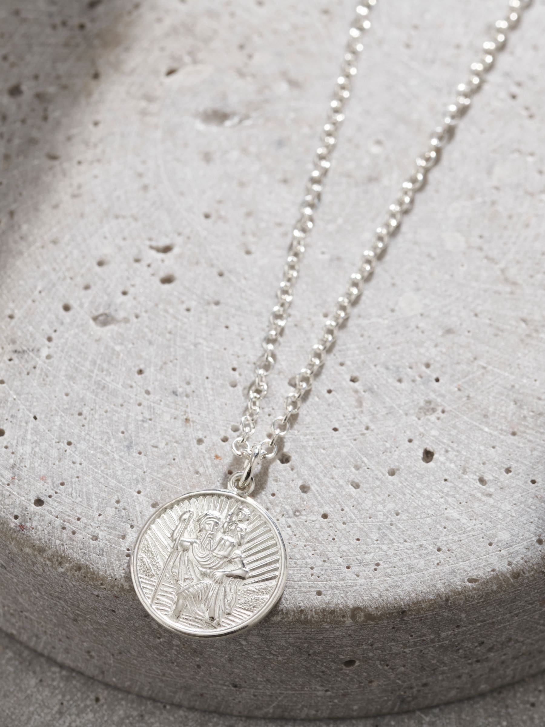 Posh Totty Designs Silver Tone Personalised Mens St Christopher Necklace with 20'' chain, imported from the UK